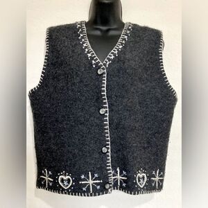 Vintage Marisa Christina 100% Wool Women’s Charcoal Gray Vest Size Medium